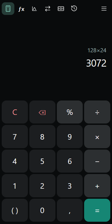 Скриншот ScientCalc: обычный калькулятор
